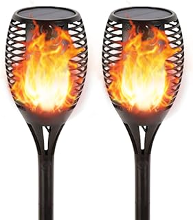 Lapeort 43" Super Large Solar Tiki Torch with Realistic Flickering Flame, 99 LEDs - Waterproof Outdoor Garden Pathway Lights