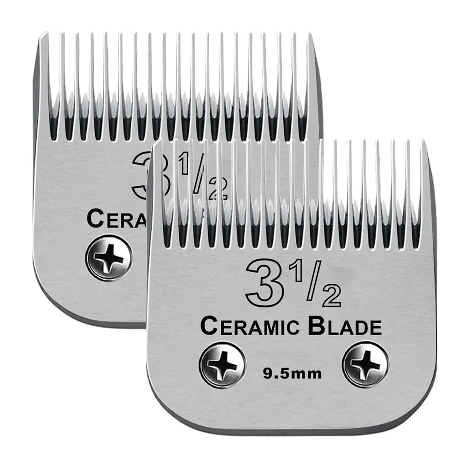 2Pack Detachable Dog Grooming Clipper Replacement Blades，Compatible For OSTER，Dog Clippers, Ceramic&Stainless Steel(2 pcs (9.5mm))