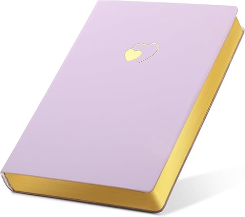 CAGIE Cuaderno rayado para mujeres y niñas, 256 páginas, lindo diario con diarios de cuero en forma de corazón para escribir cuadernos A5 de tapa