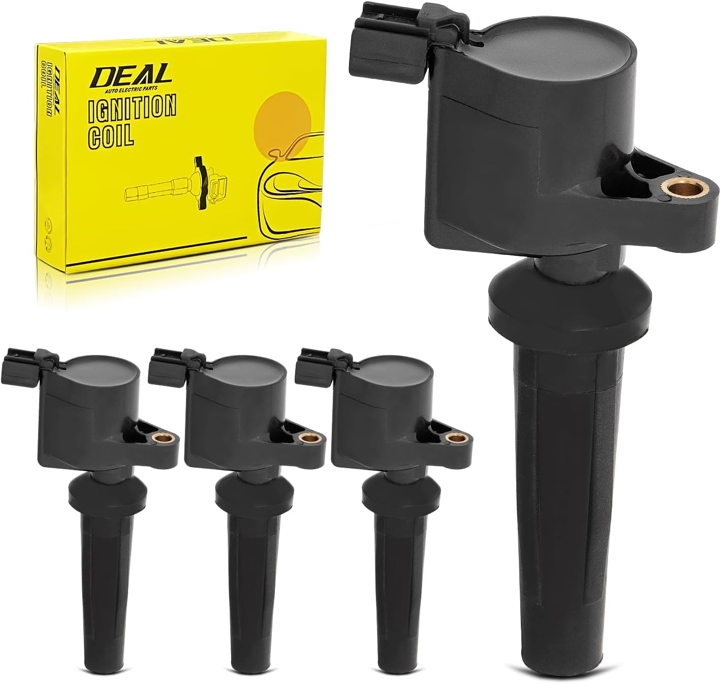 DEAL Ignition Coil Pack, Compatible with Ford Escape/Focus/Transit Connect Mazda 3/6 Tribute Mercury Mariner, 2.0L 2.3L L4, Replace DG541 DG507 C1453, Set of 4