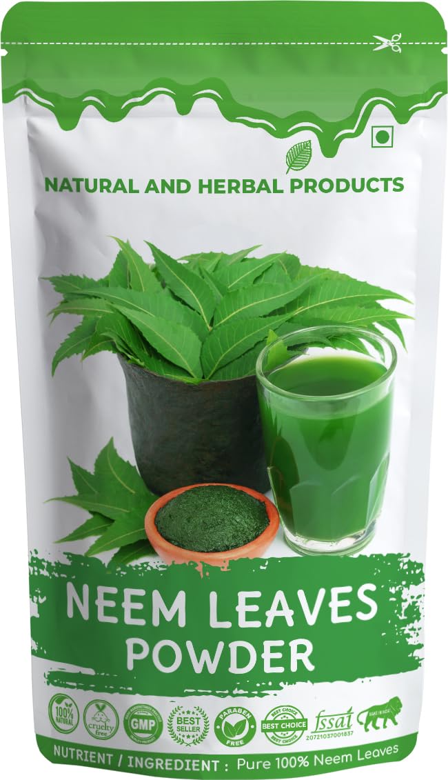 Neem Powder For Skin And Hair/Skin Whitening/Evens Skin Tone/Leaves/Oil Control/Herbal Hair Growth For Men And Women/Pure/Organic/Natural/Diabetes/Eating/Drinking(100 Gram) Leaf