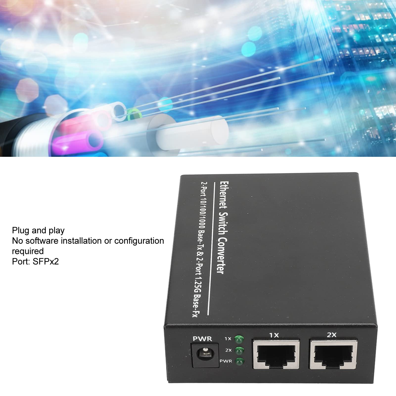 Gigabit Fibre Media Converter, Konwerter SFP na RJ45 Ethernet Plug and Play Fibre Transceiver Moduł SFP, 10/100/1000Base TX, Transmisja do 120 Km