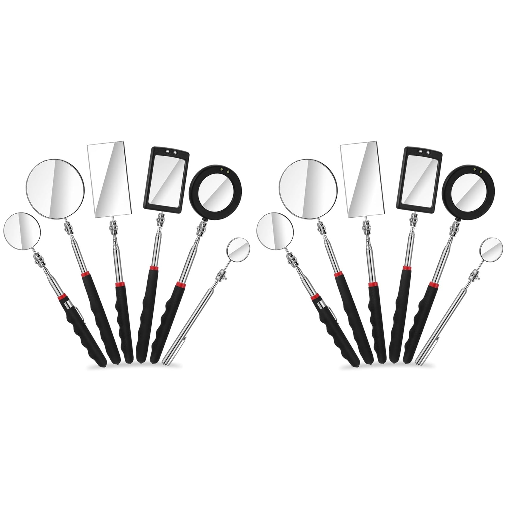 Jnchdghwa As Shown 12Pc Led Telescoping Inspection Mirror,Retractable Led Mechanical Mirror Tool,Retractable Under Vehicle Detection Mirror
