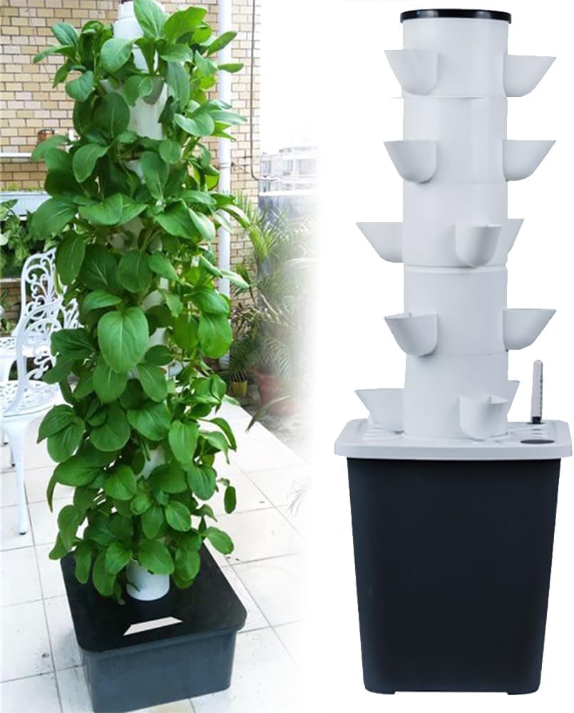 30 Pod Hydroponic Tower Garden Hydroponic Grow System Aeroponic Grow Kit For Herbs, Fruits And Vegetables With Hydration Pump, Adapter, Herbs, Mesh Pots, Fruit And Vegetable Timer