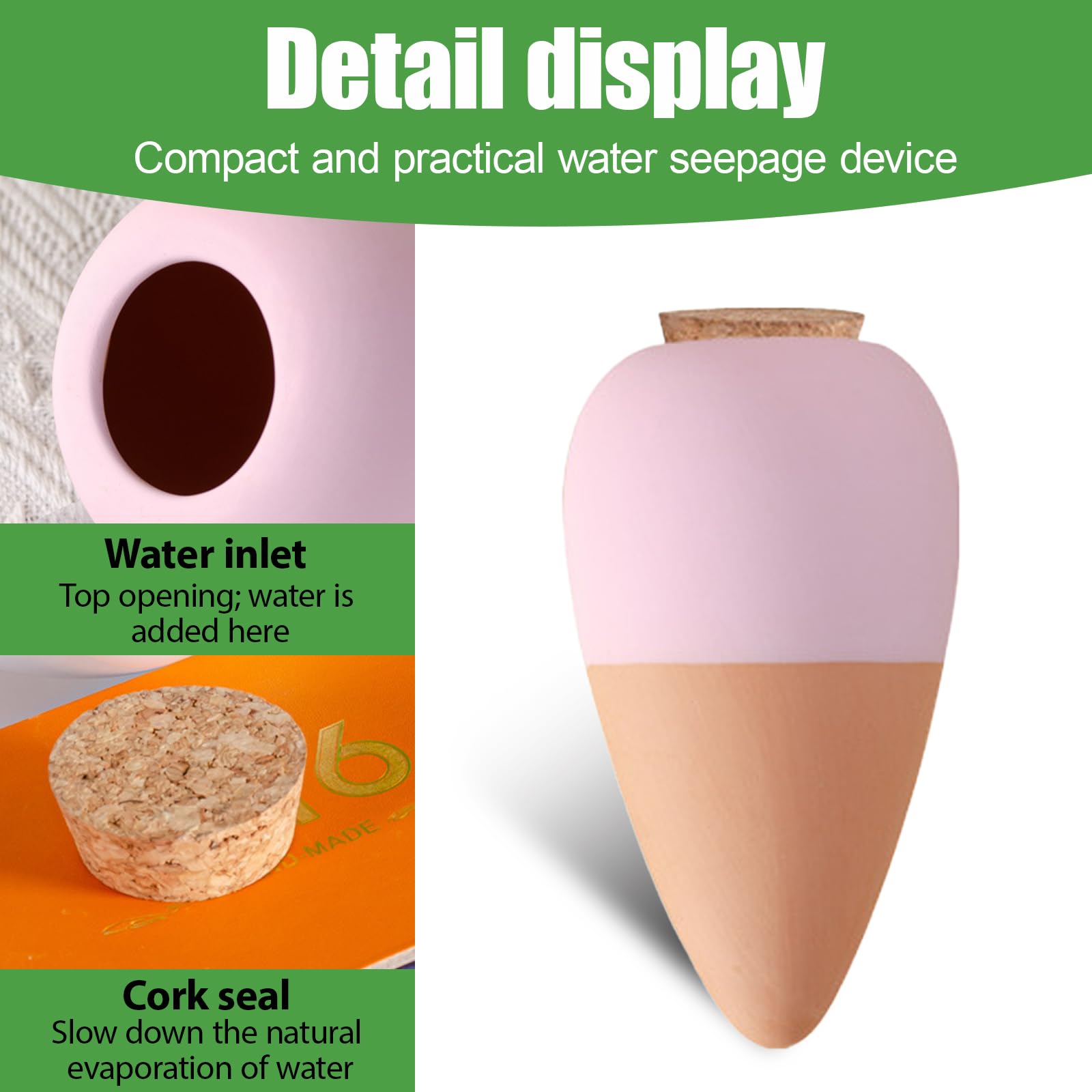 Tonkegel Bewässerung 4er Set, Pflanzen Wasserspender Ton, Wein und PET Flaschen Bewässerungskegel, Terracotta