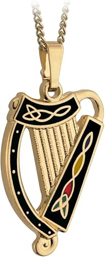 Arpa irlandesa Collar Chapado en oro negro fabricado en Irlanda