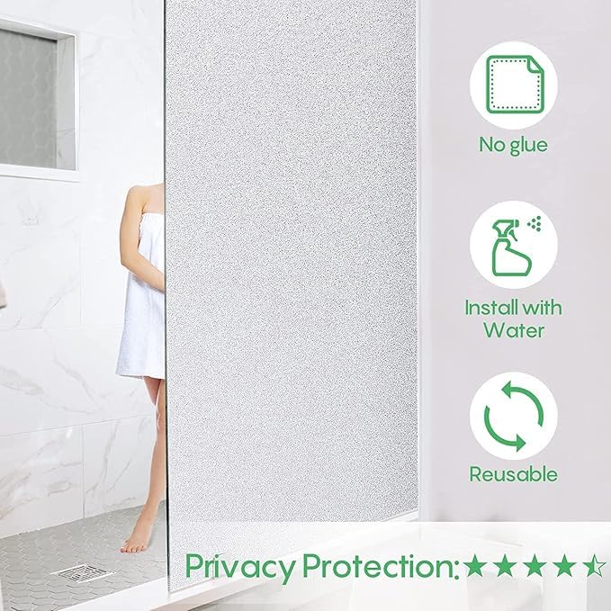 Image of Window Sticker - Privacy Blur Effect Decorative 2 Way Privacy Cover Glass Film | Self Static Cling /UV Sun-Control Window Decals Glass Sticker Frosted PVC Sheet || (31 x 200 Cm, 6.67 ft)