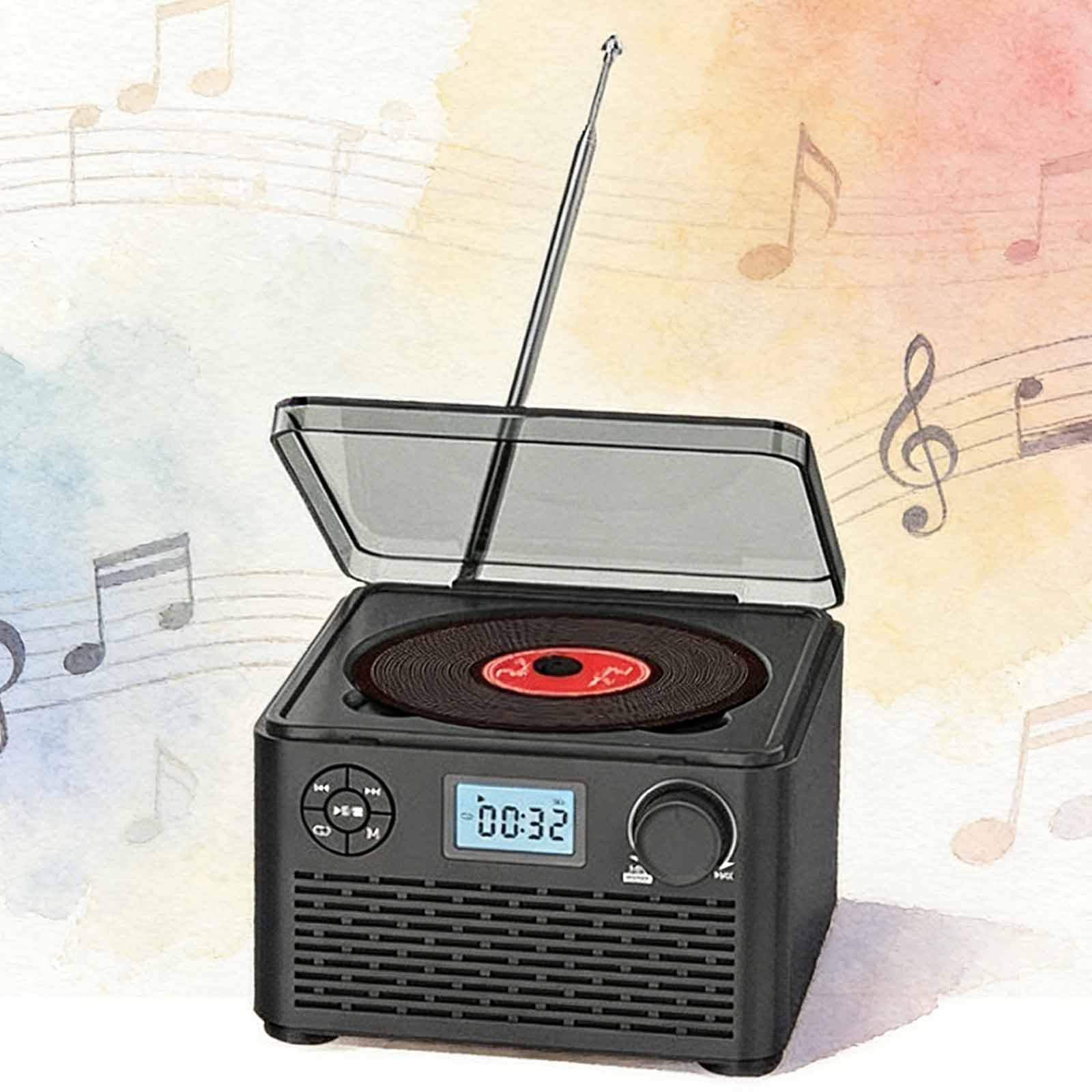 Giradischi in vinile con radio FM e altoparlanti, lettore CD portatile, USB e MP3, compatibile per interni ed esterni