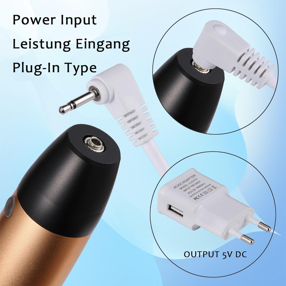 Derma Pen 5 Geschwindigkeitsstufen Mikronadelgerät einstellbare Länge Elektrisch Microneedling Pen Schönheit Pen mit 4 Patronen Mikronadel Stift (golden)