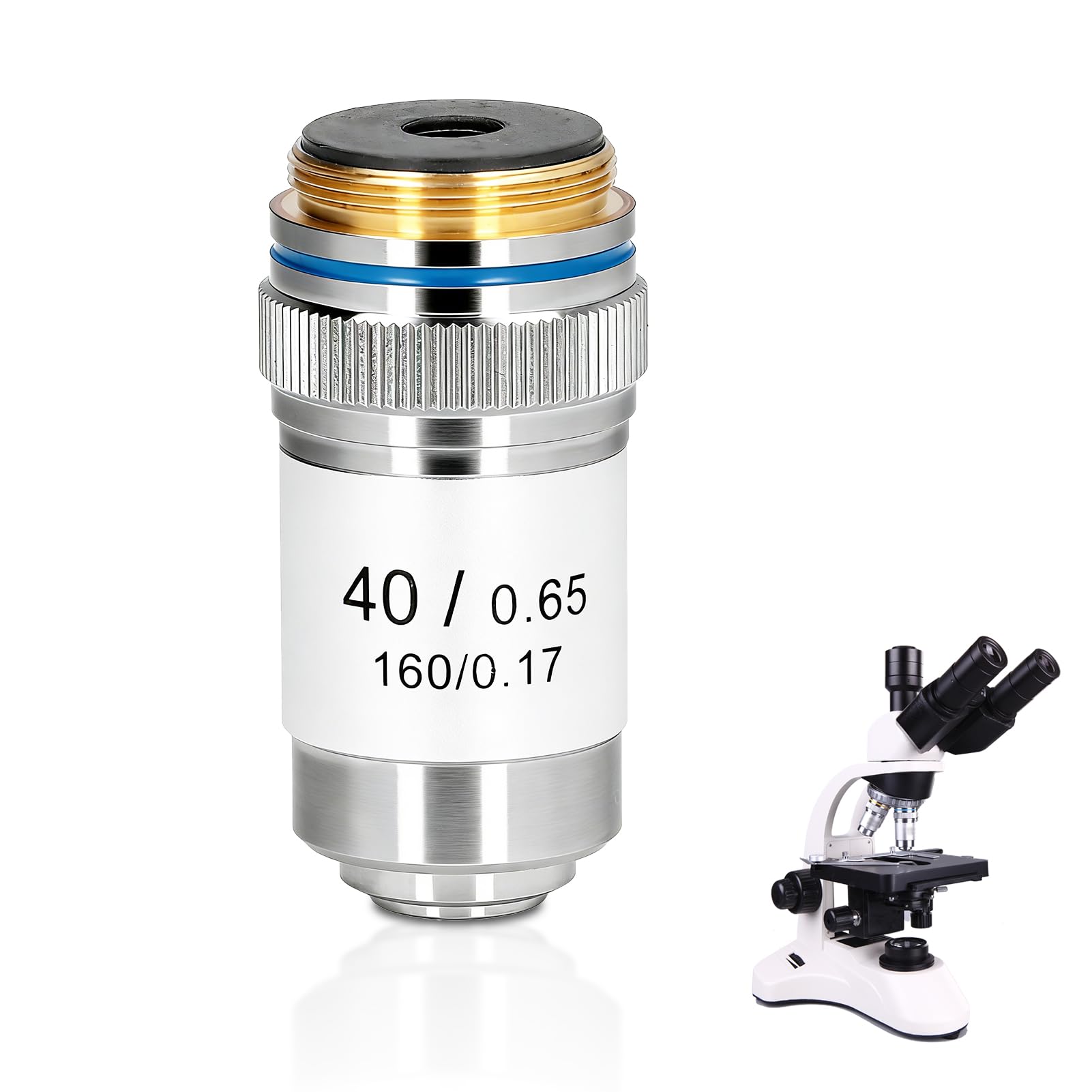 40X Microscope Lens, Achromatic Microscope Objective 160/0.17 High Magnification Biological Achromatic Microscopes Objective Lens 0.65mm Aperture 20.2mm Thread for Compound Magnifier Supplies