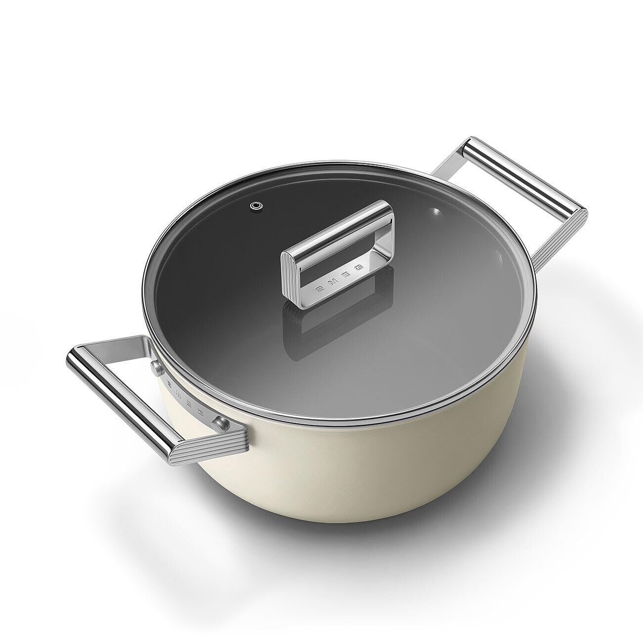 Smeg Cocotte en céramique avec poignée en acier inoxydable Crème mat 24 cm CSF2412CRM