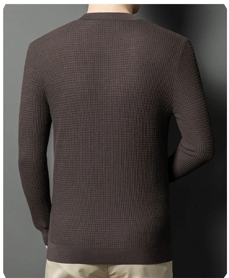 Men's Solid Long Sleeve Wool Sweater Crew Neck Casual Knit Jumpers2