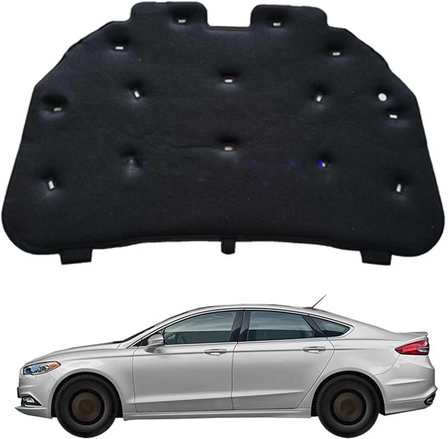 liufangfc Bonnet Insulation Mat 10mm for Ford Fusion II 2012-2020 – Fireproof Engine Sound Deadening & Heat Shield Acoustic Liner with Clips