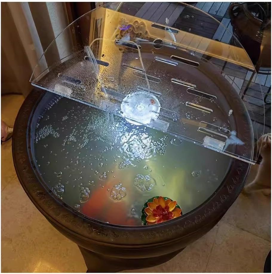 Rygcrud Acrylic Fish Tank Anti-Jumping Lid Cover with Hole, Flip-top Aquarium Hood for Protection Fish/Reptiles/Turtles(35cm)