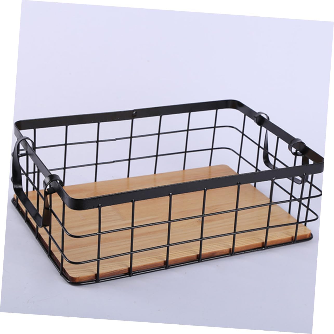 Alipis Rectangular Black Wire Storage Basket with Base Desktop Organizer for Fruits Snacks and Household Items Practical Kitchen Storage Medium
