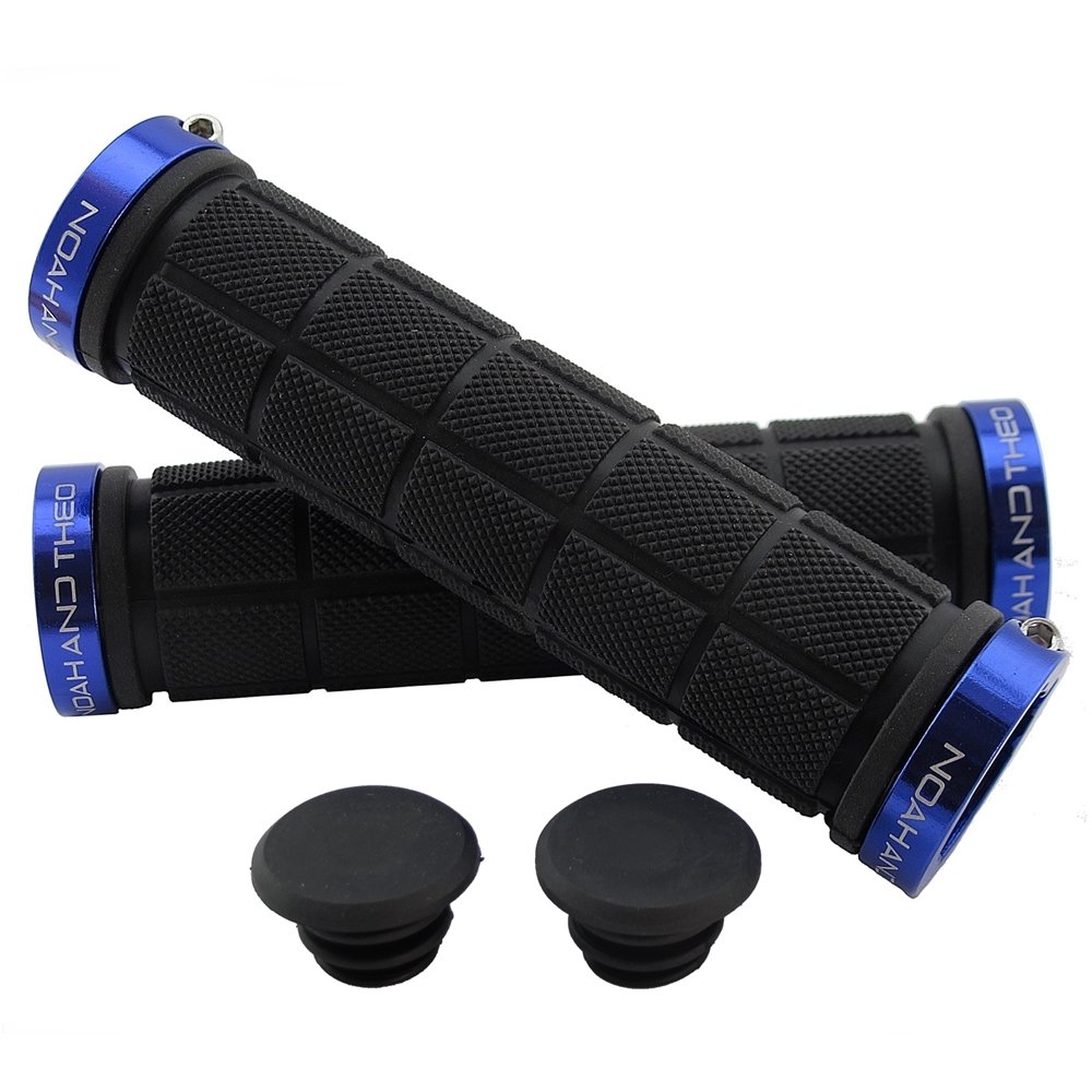 Noah And Theo NT-GP1 BLACK/BLUE Double Lock On Mountain Bike Bicycle Handlebar Grips