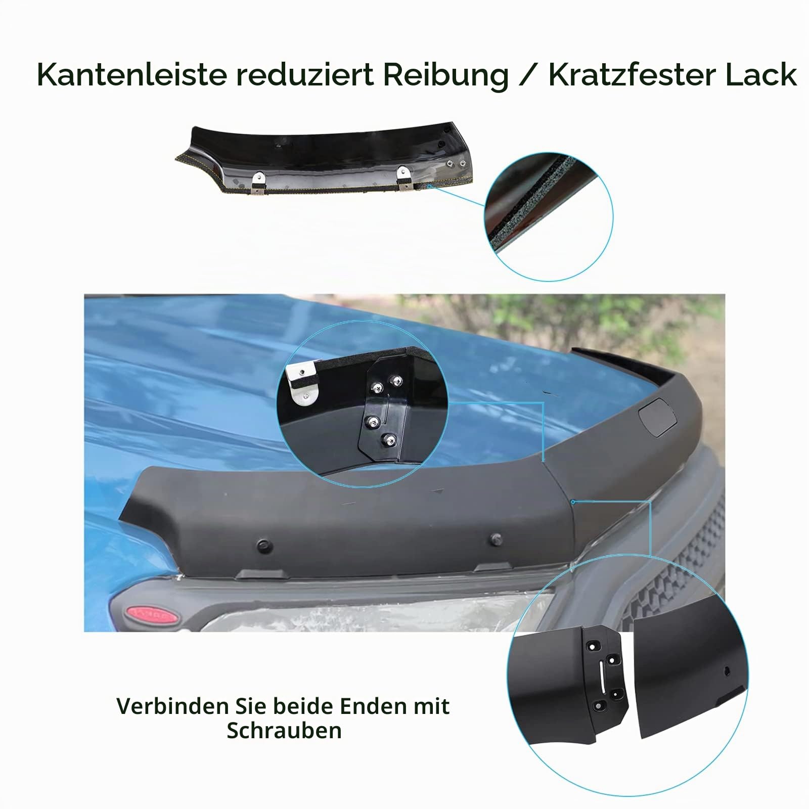 Motorhaube Deflektor Steinschlagschutz für Ford Ranger Wildtrak 2016-2022 Raptor XL XLT Limited ABS witterungsbeständig