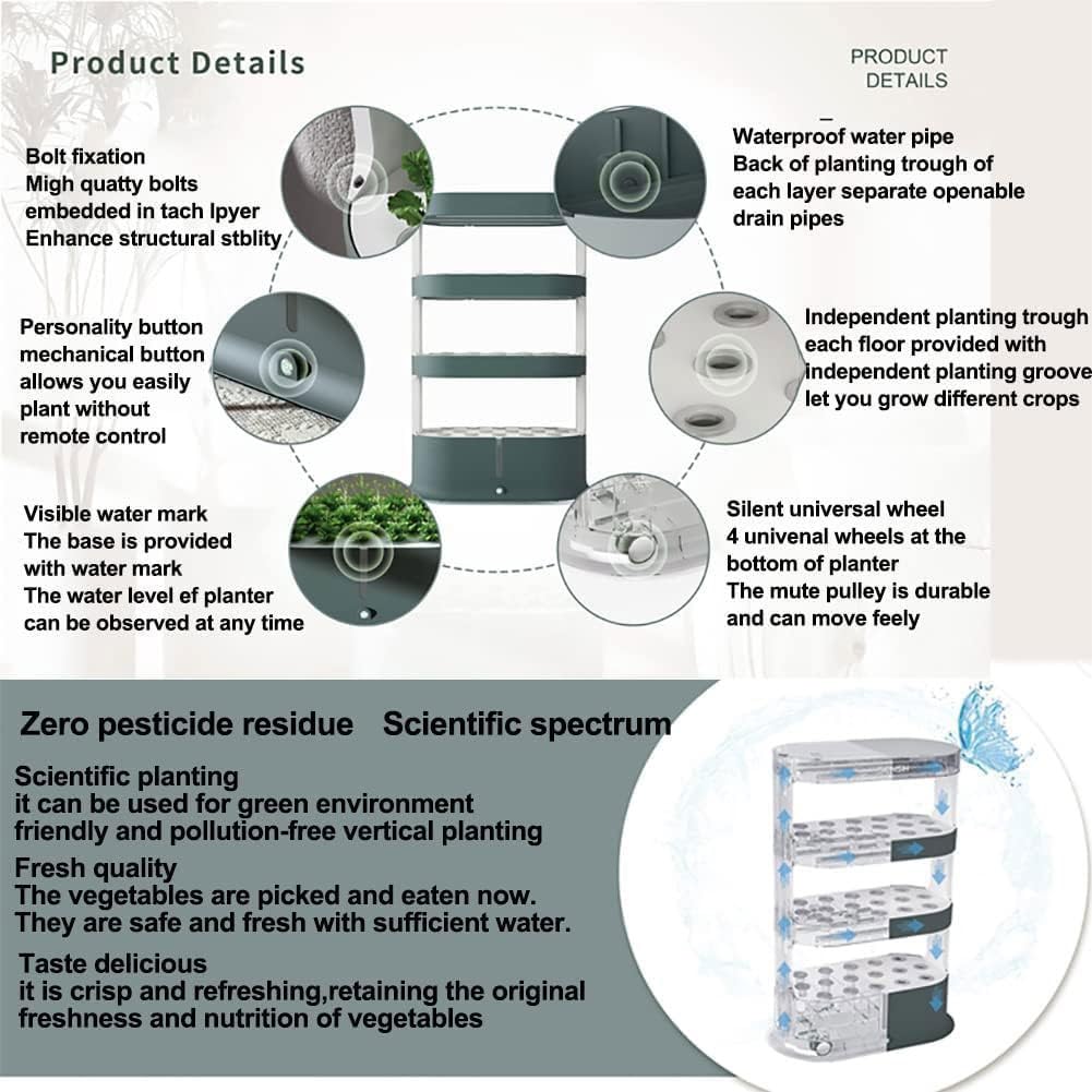 Kit de Sistema de Cultivo hidropónico for jardín, Torre de Cultivo hidropónico de 48 cápsulas con luz de Crecimiento LED y riego automático, Sistema automático de jardinería Interior(Green)