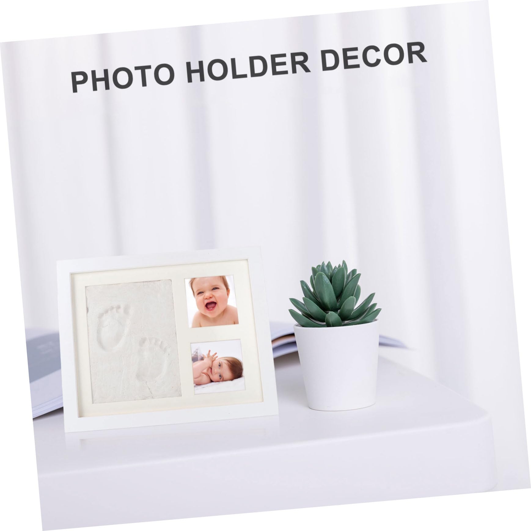 ORFOFE Marco de Fotos DIY de Madera Huella de Mano y 3 Compartimentos