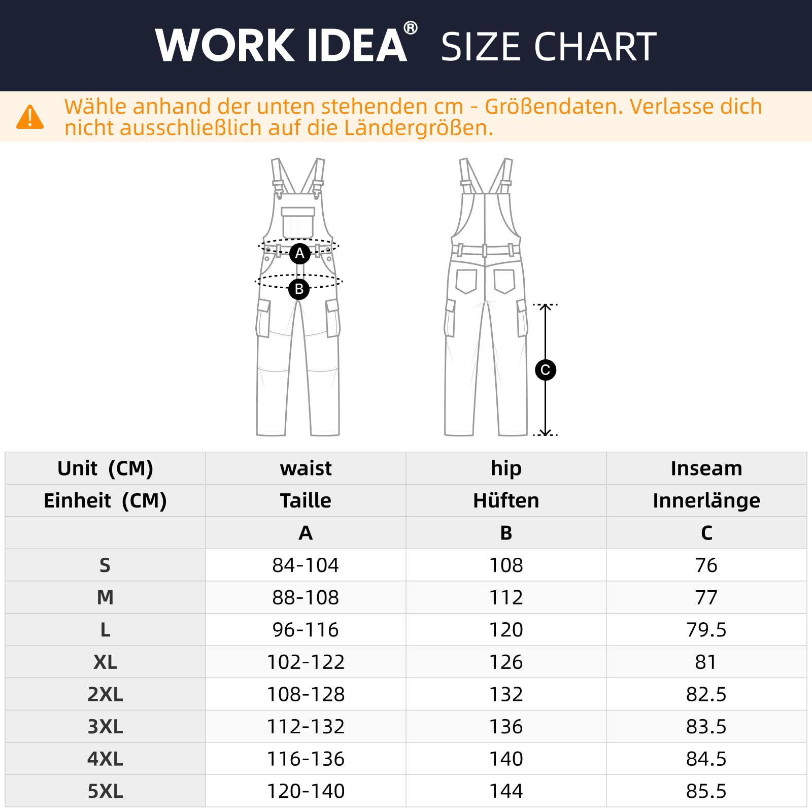 WORK IDEA Herren-Arbeitslatzhose mit Oxford-Knietaschen; strapazierfähige Leinwand