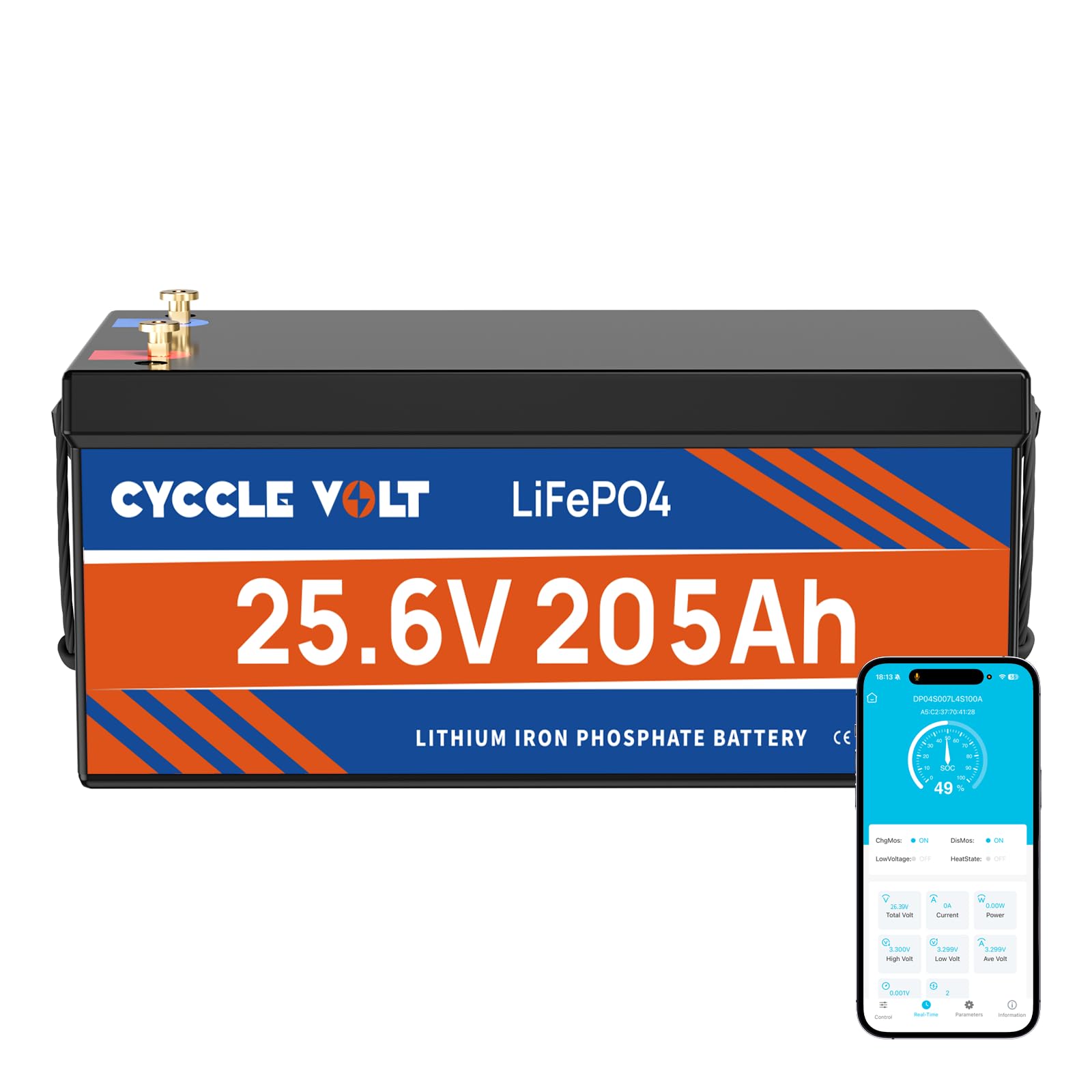 Batteria LiFePO4 24V 200Ah con 200A Bluetooth BMS, Protezione dalle Bassa Temperatura, 5120Wh di Energia, 8000+ Ciclo Profondo, Batteria al Litio per Motori Trolling da 24V, Camper, Sistema Solare
