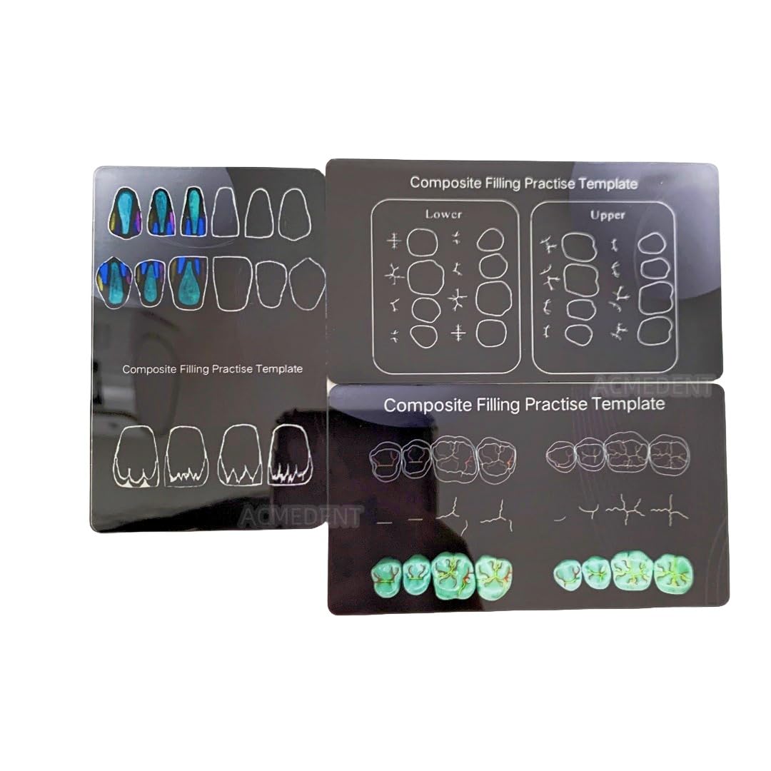 Teeth Model Template Dental Tooth Morphology Resin Build-Up Board Dentist School Foam Pad Spatula (Template 1set 3pieces)