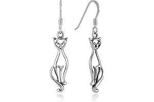 925 Oxidized Sterling Silver Christmas Cat Earrings for Women