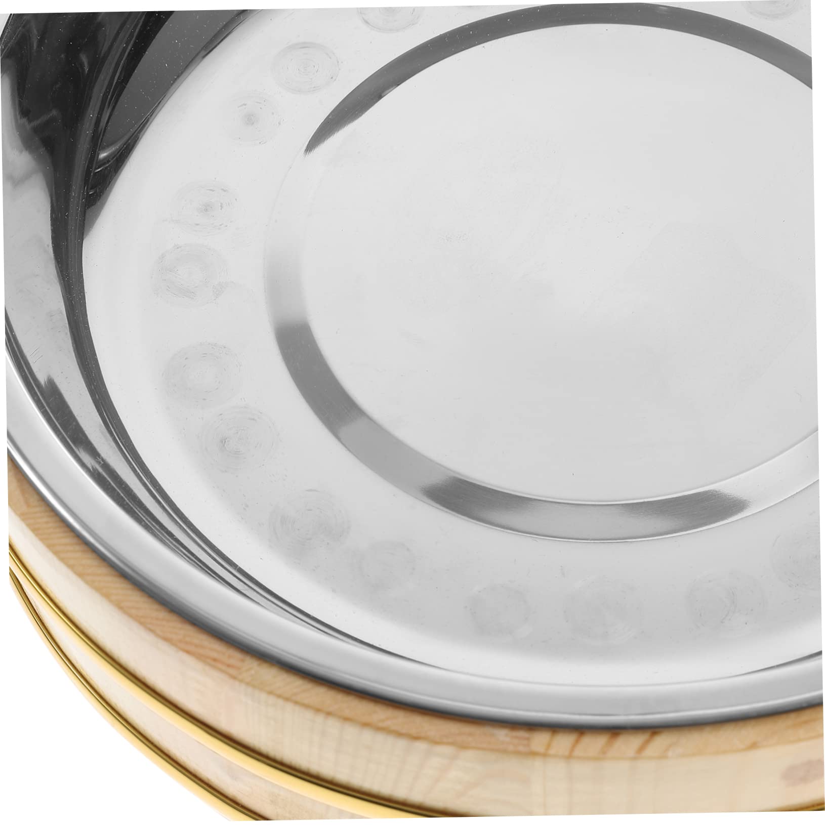 Cubeta de Arroz para Sushi y Bibimbap 25 Cm, Madera Natural Pulida Acero Inoxidable, Absorbe Humedad para Enfriar Arroz, Vajilla Casera para Servir Cangrejos de Río y Refrigerios