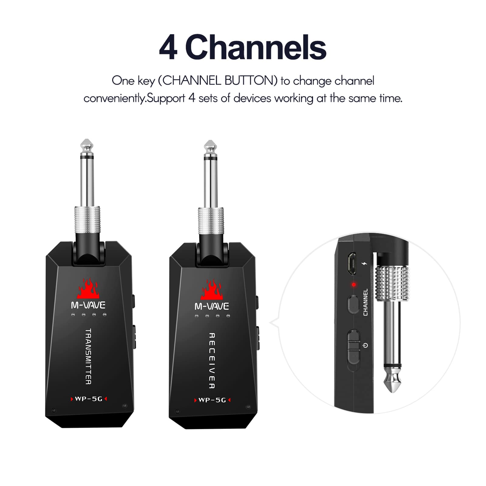 Btuty M-VAVE WP-5G Bezprzewodowy system gitarowy 5.8g Nadajnik i odbiornik audio Akumulator pasmo Ism do akcesoriów wzmacniacz basowy