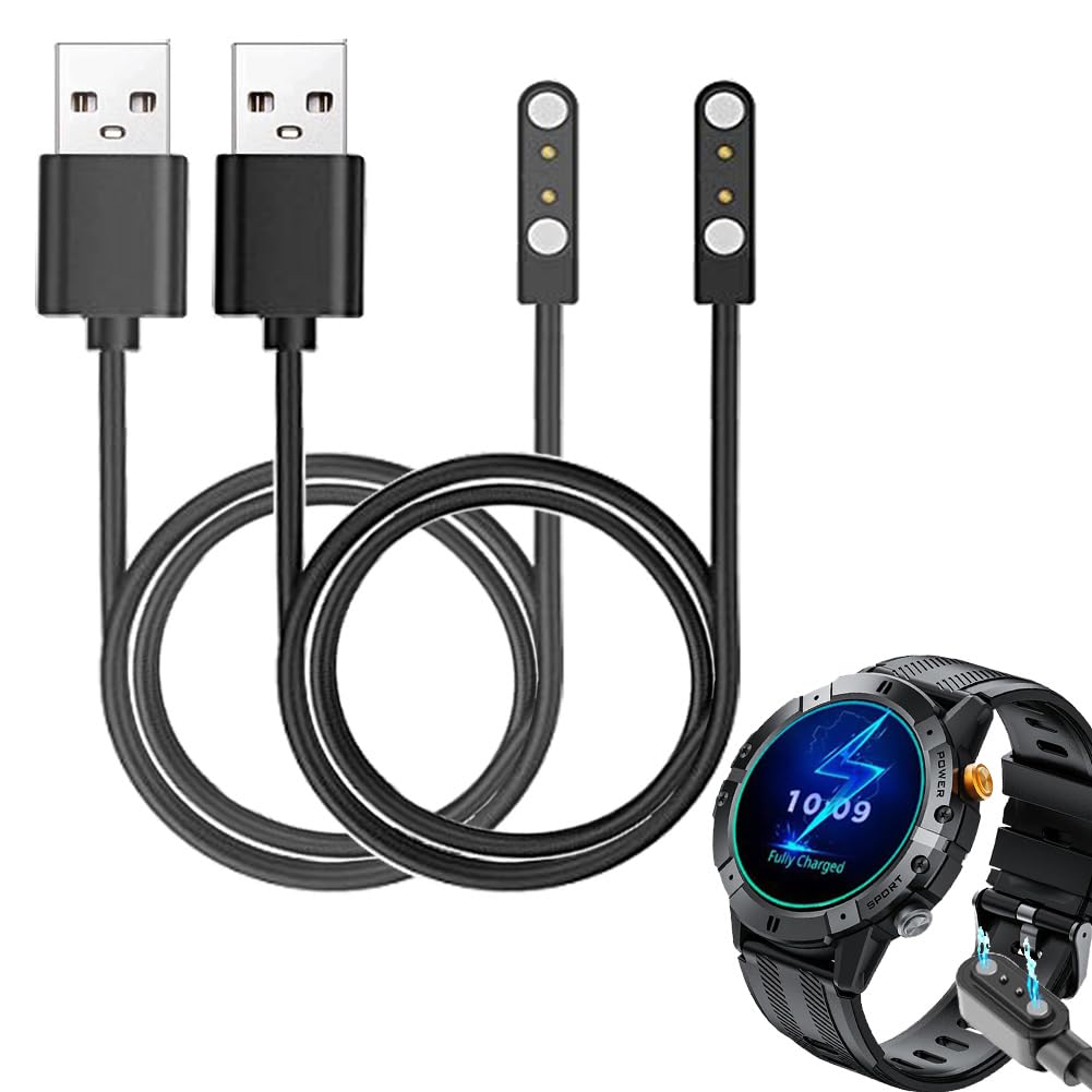 smaate Smart Watch Cables Compatible with DEKELIFE C29 1.52" Round and 1.8” IDW13 Woneligo Faweio VRPEFIT Amzhero TOOBUR Konitee Gydom Veryfit Smartwatch, 2-Pack