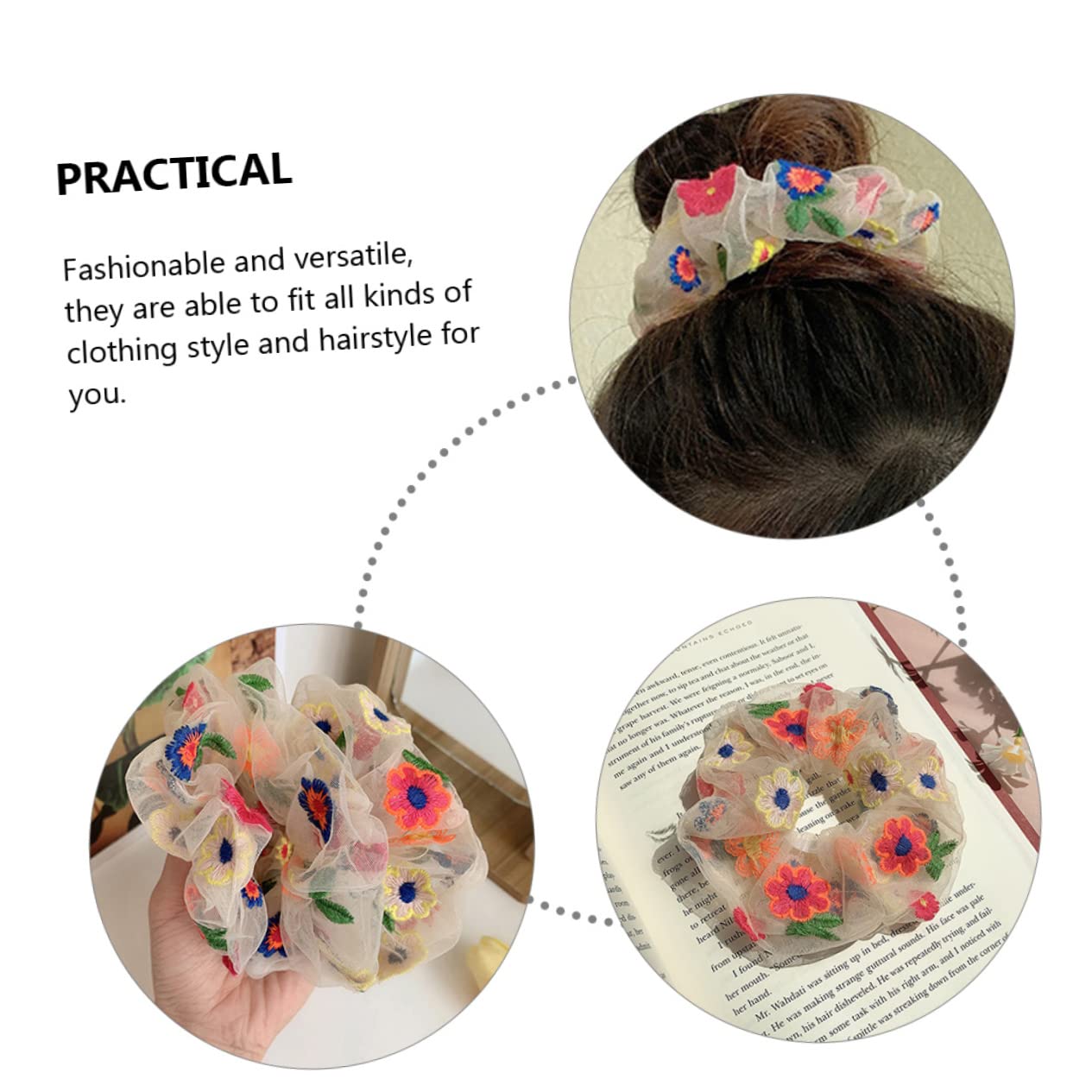 FOMIYES 24piezas Coleteros De Flores Bordadas Para Mujer y Niñas Accesorios De Pelo Elegantes y Versátiles Para Uso Diario y Fiestas