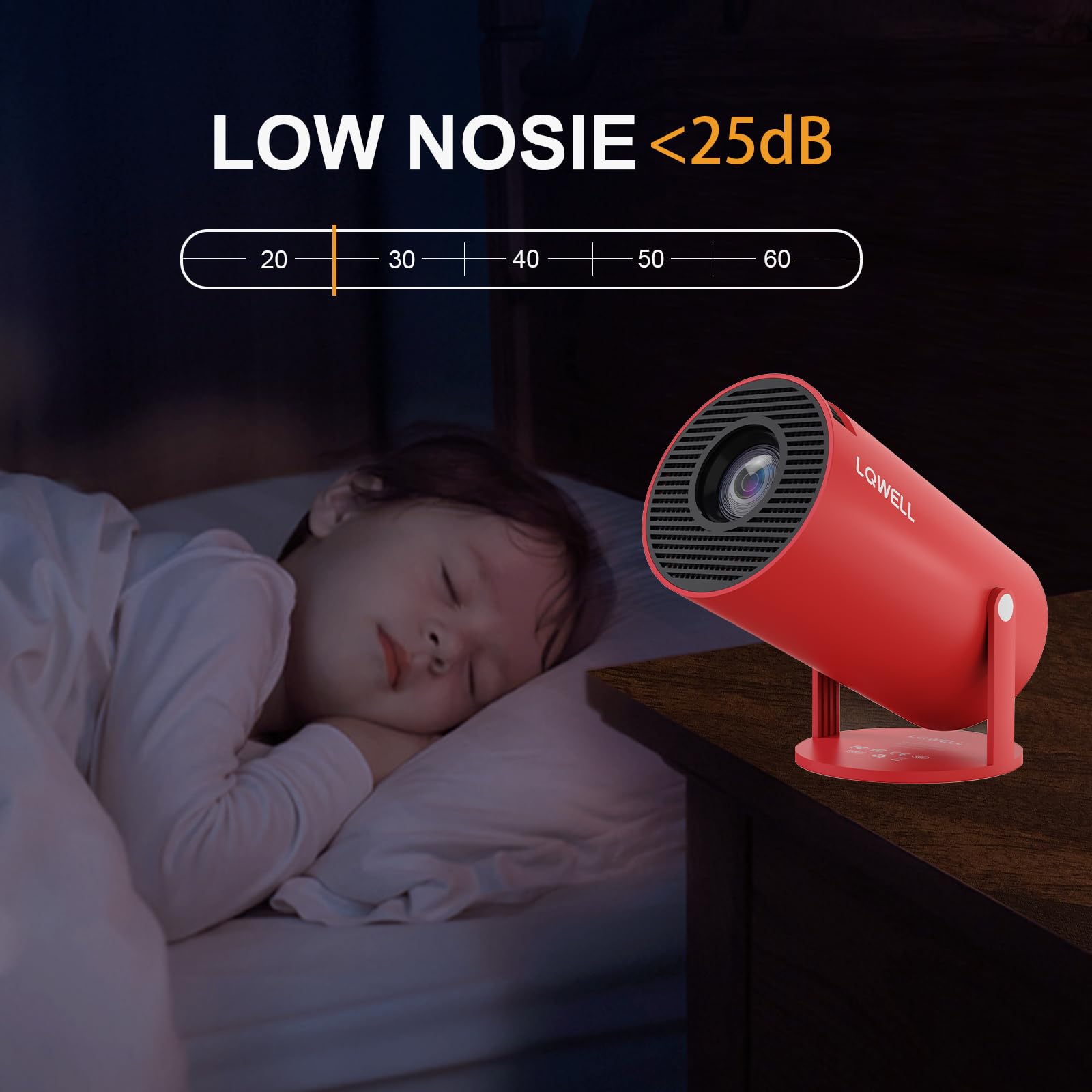 LQWELL Mini projecteur Wi-Fi 5G BT5.0 Android 4K HDMI 130 Pouces Home Cinéma