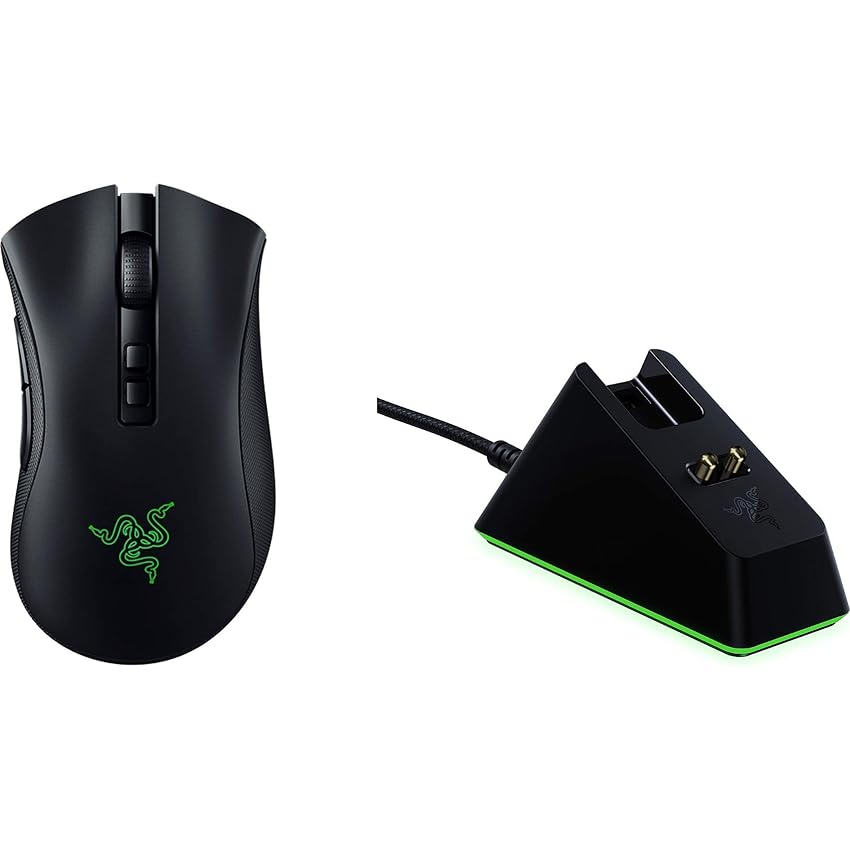 Immagine del prodotto Razer DeathAdder V2 Pro con Dock di Ricarica Mouse da Gioco Senza fili Ergonomico (HyperSpeed Wireless, Sensore Ottico Focus+ 20K DPI, Durata Della Batteria 70h, Dock di Ricarica Magnetico) Nero