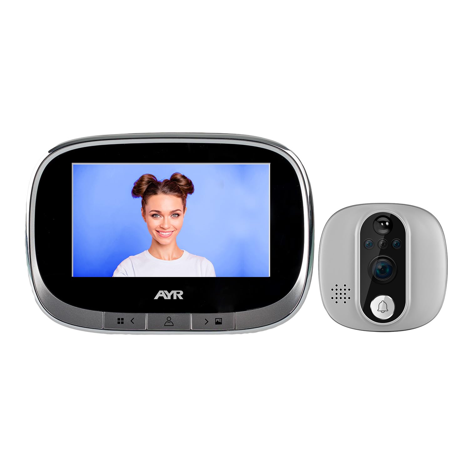 AYR Mirilla Digital de Puerta con Gran Pantalla a Color de 4,3". Cámara con Infrarrojos y visión Nocturna, PIR; detección de Movimiento. Batería Recargable. Modelo 763 WiFi.