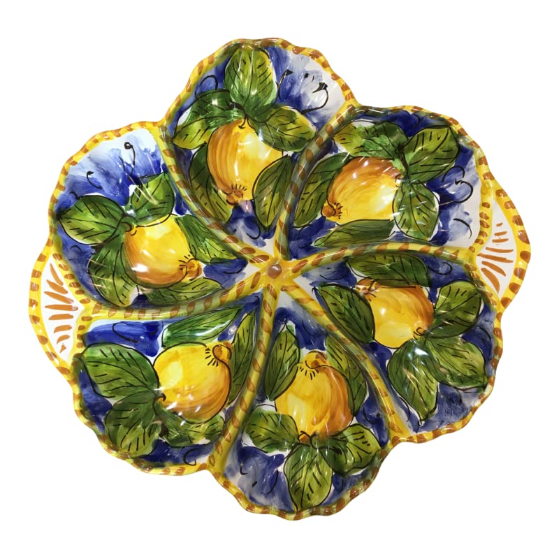 Apéritif coquillage à 6 compartiments en céramique sicilienne décoration citron