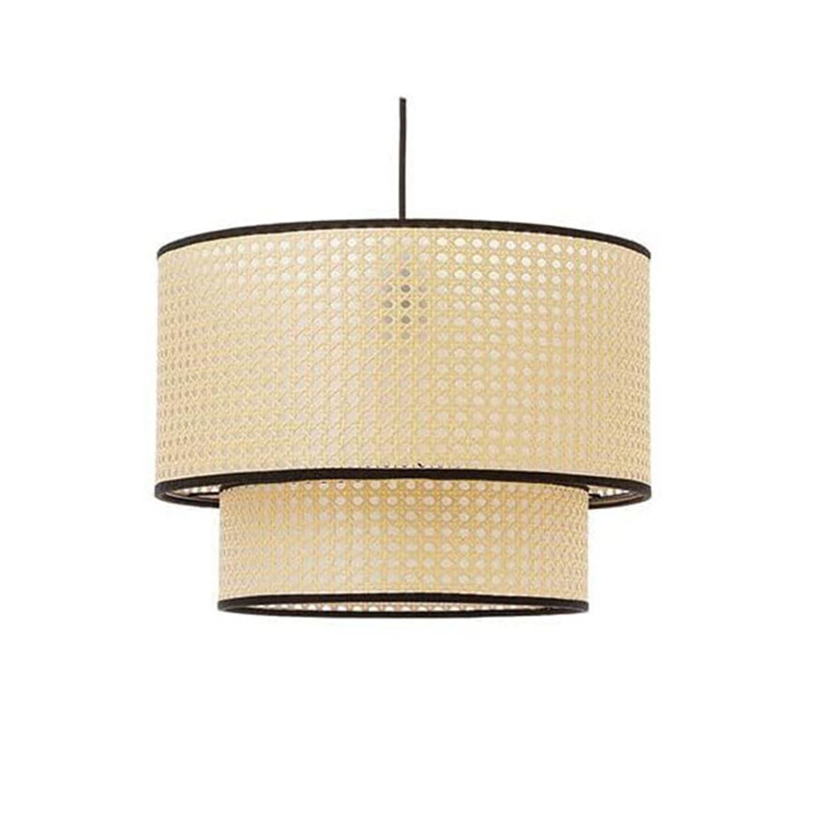 LYMSXAZOU Beige Wicker Chandelier Hollow Lamp Shade Pastoral Style Woven Lantern Ceiling Pendant Rattan Light Fixtures Adjustable