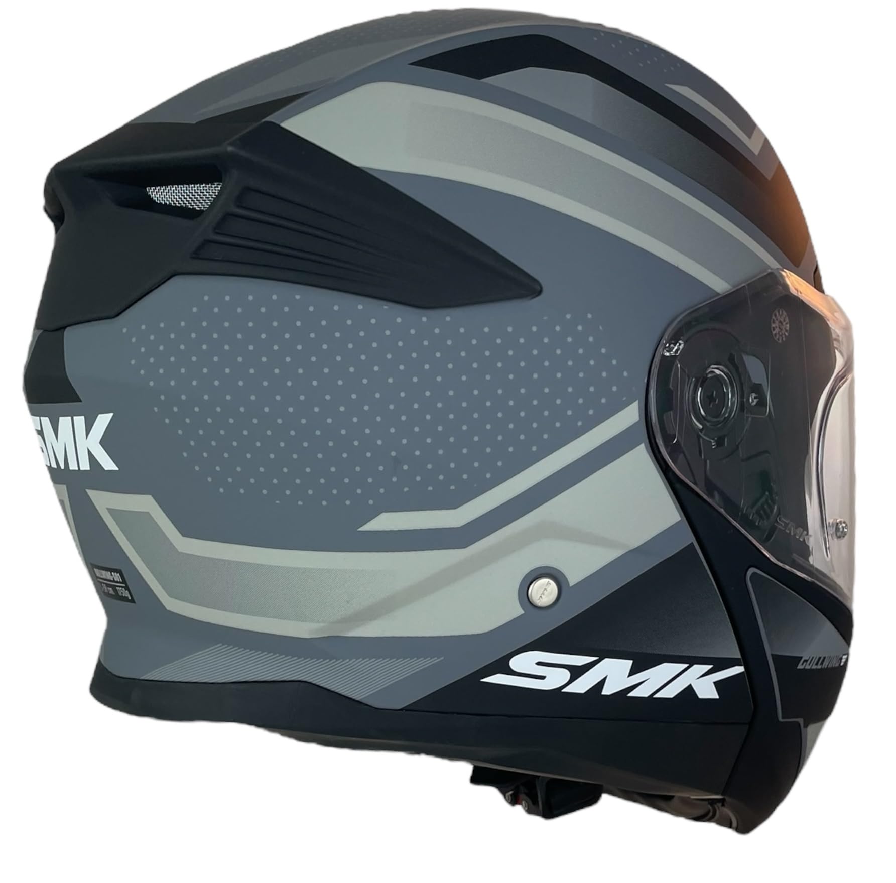 SMK Helmets Casco Modular GULLWING SUPERTOUR Decorado Mate Casco Modular para Motocicleta, Negro y Gris, con Visera Abatible 22.06 (3XL 65/66)