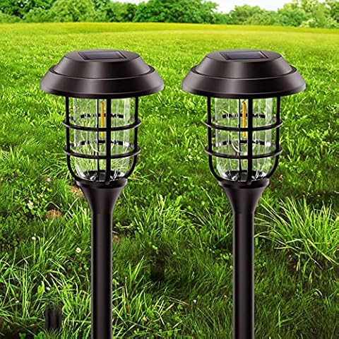 LETMY Solar Pathway Lights Outdoor, 2 Pack Bright Solar Lights Outdoor, IP65 Waterproof Auto On/Off Garden Lights Solar Powered Landscape Lighting for Yard Patio Walkway Driveway Pathway Cover