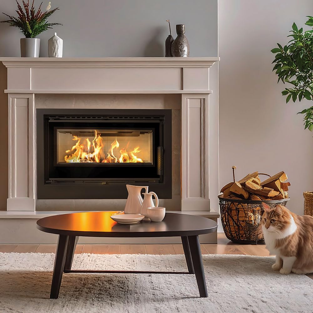 KRATKI Inserto camino a legna ventilato ARKE 80 cm 12 kW - vetro ceramico autopulente e doppia combustione, resa termica 75 percento - Ecodesign e BImSchV 2