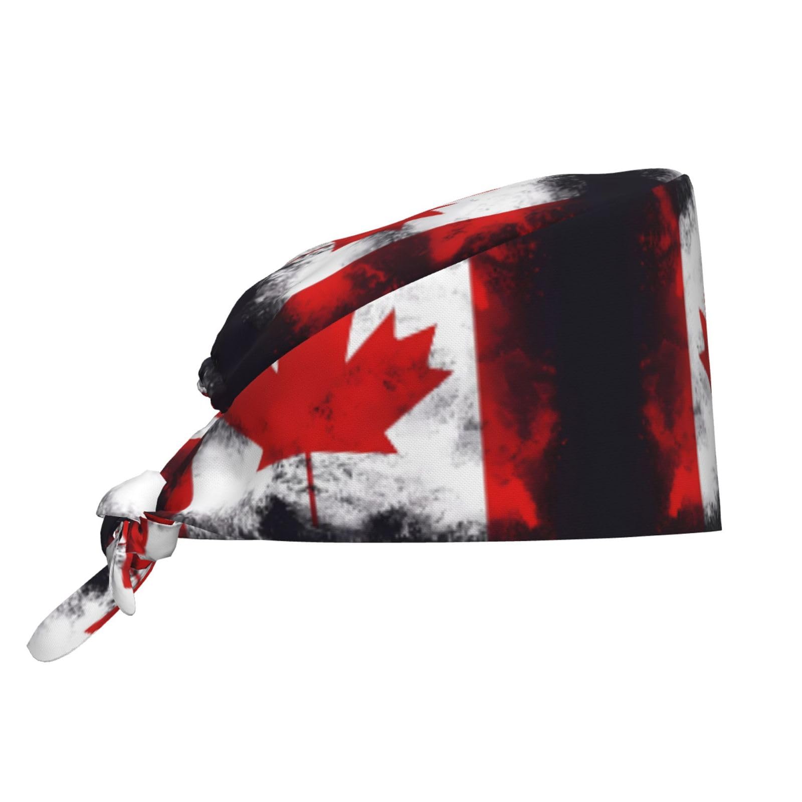 Yyhwhjde Unisex Black Bouffant Scrub Caps Canadian Flag Pattern - Adjustable Surgical Caps For Men And Women