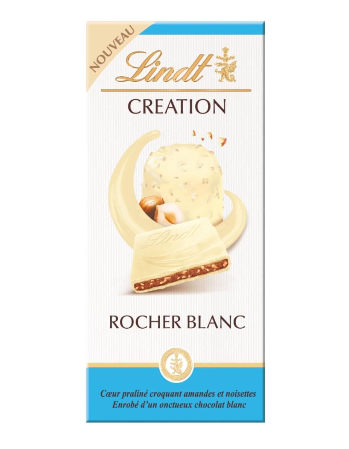Lindts Creation Rocher Blanc Crunchy Almond With Hazelnut Creamy White Chocolate 148gm