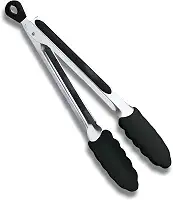 Pegador de Silicone Culinário Premium com Cabo Inox Antiderrapante – Pinça Multiuso para Churrasco, Salada, Air Fryer, Grelhados e Frituras Antiaderentes