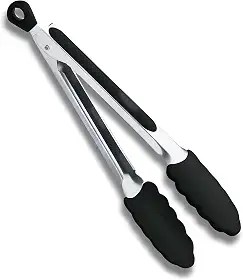 Pegador de Silicone Culinário Premium com Cabo Inox Antiderrapante – Pinça Multiuso para Churrasco, Salada, Air Fryer, Grelhados e Frituras Antiaderentes