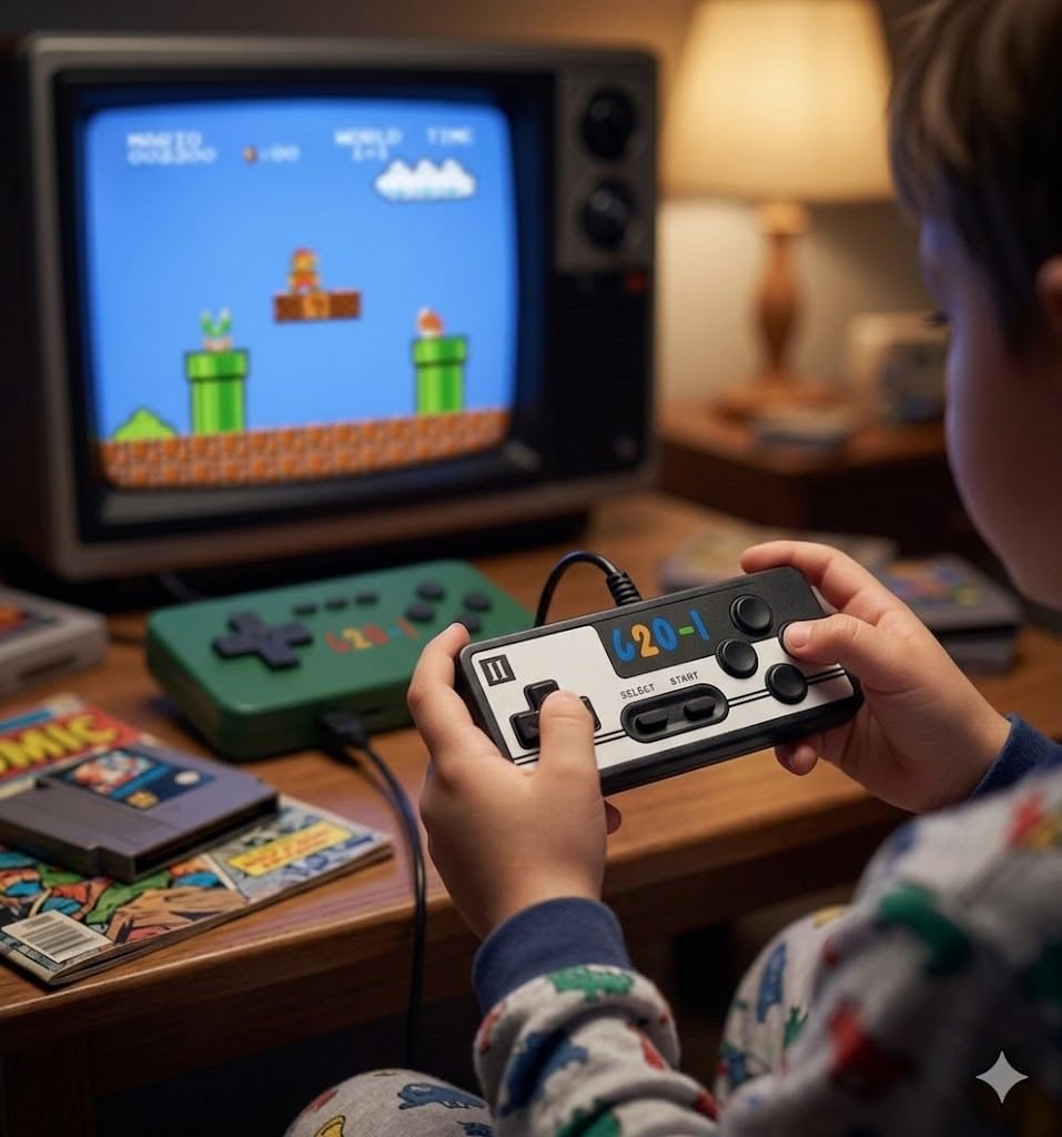 Drumstone {πππ° ππ«π«π’π―ππ₯π¬ 2+2 Year Warranty}Mini Gaming Console 620 Built in Games Retro Video Game Console with Dual Controllers AV Output Plug and Play Classic 8 Bit Game for TV Kids Adult 1