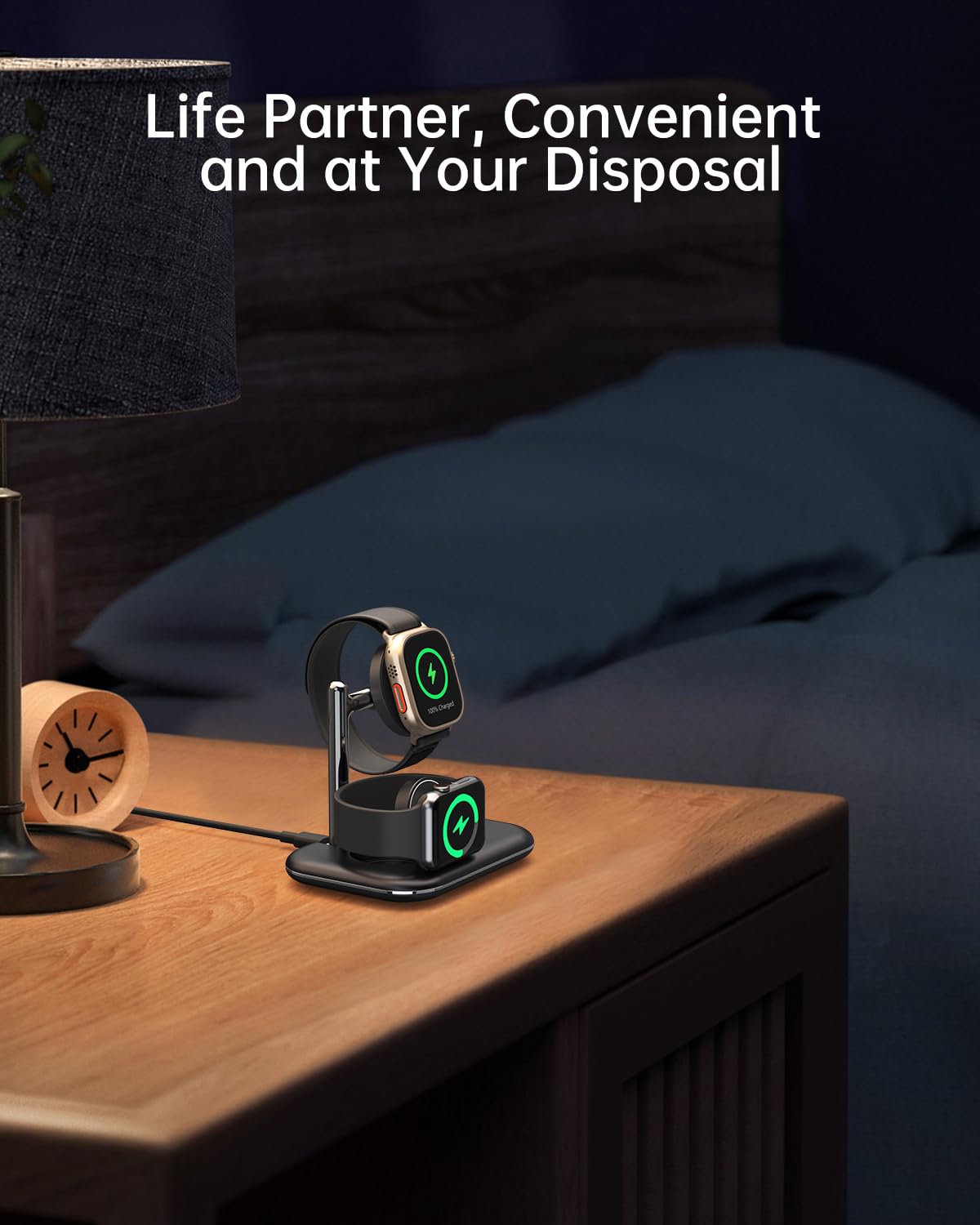 Support de Chargement pour Apple Watch 9/ Ultra 2, Station de Chargement Pliable 2 en 1 pour Apple Watch Series, Station de Chargement sans Fil Compatible avec l'Apple Watch Ultra/8/7/6/5