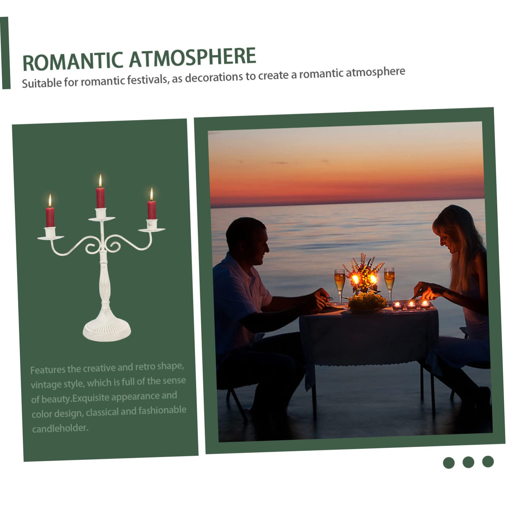 Candelabro Multi-braccio in Ferro Bianco, Stile Vintage