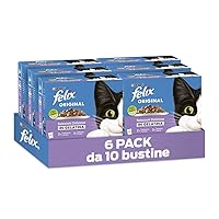 FELIX Original - Cibo Umido Gatto Adulto, Bocconcini in Gelatina con Manzo e Pollo