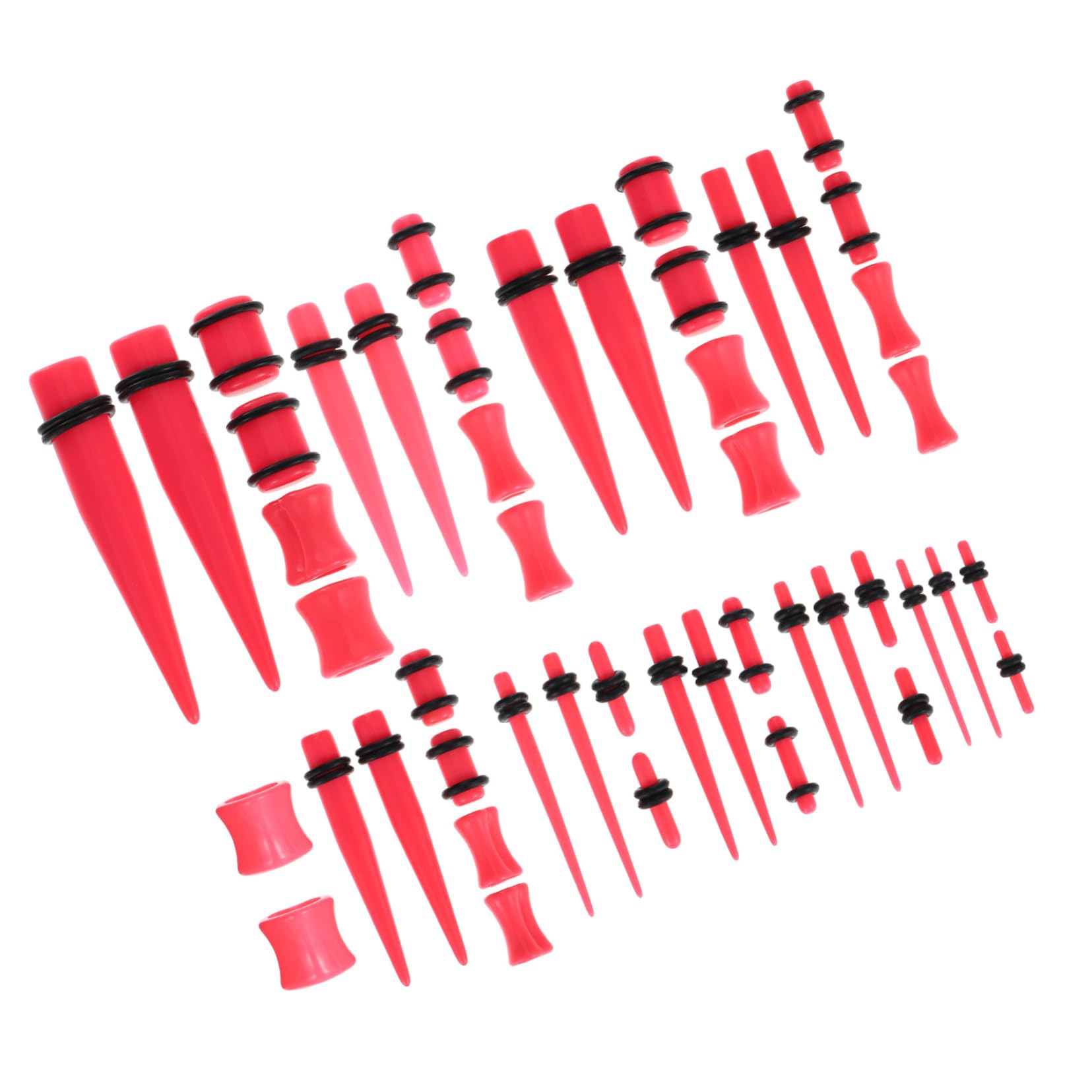 COLLBATH 48-piece Acrylic Heart Earrings Set Ear Gauge Stretching Kit Gauge Tapers and Starter Kit Fashionable Horn Design Earrings for Men Women