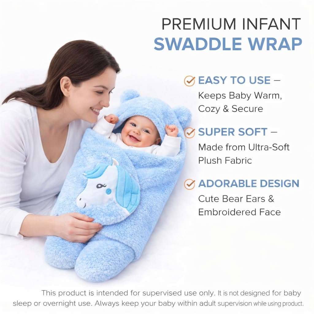 BRANDONN Baby Blanket Newborn Gift Pack of Swaddle Wrapper, 0-9 Months, Length 68 cm x Width 68 cm