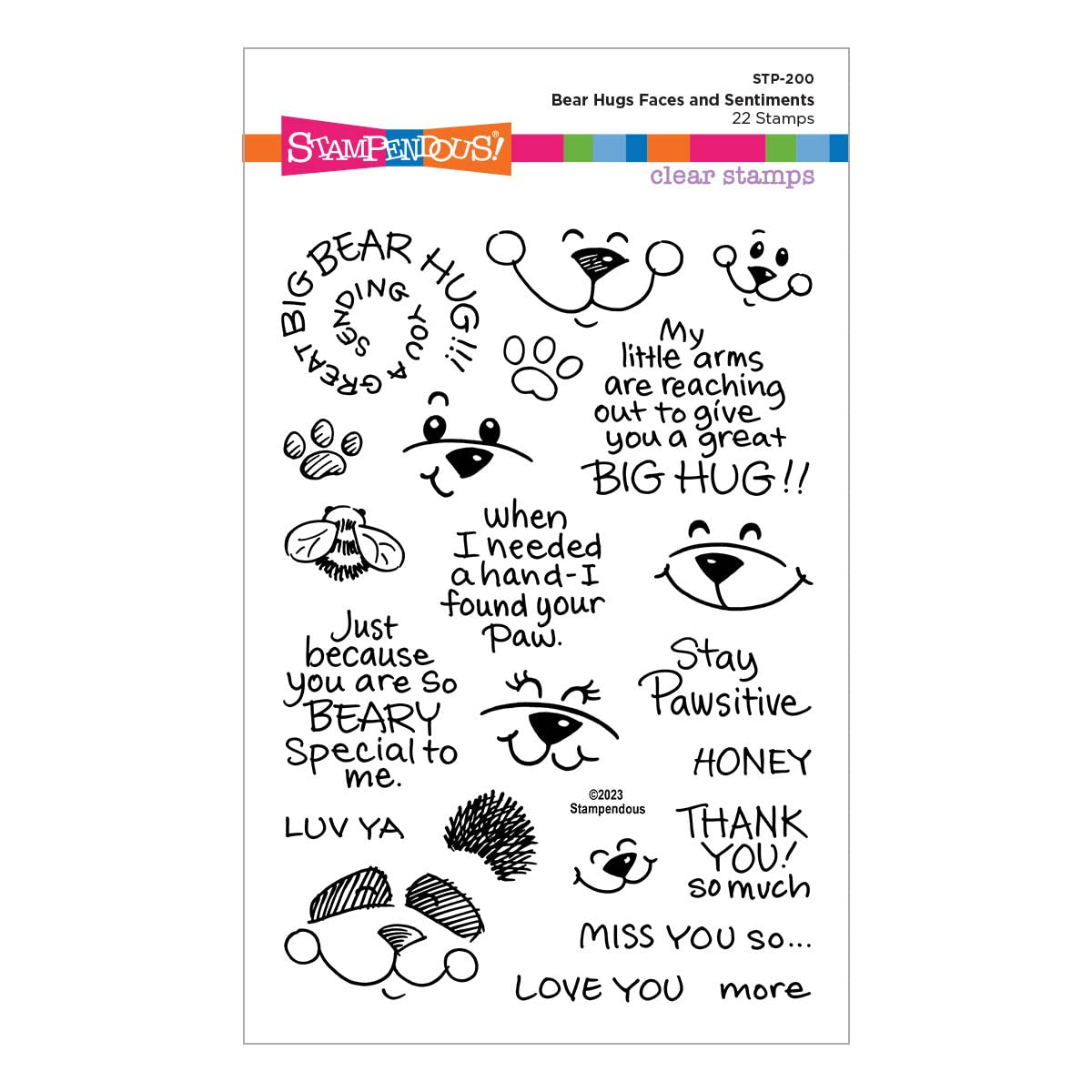 SpellbindersStampendous Bear Hugs Faces and Sentiments Clear Stamp Set